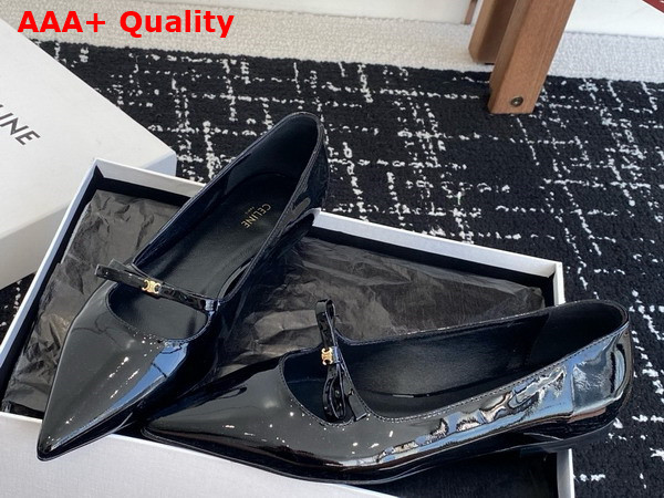 Celine Suzy Pointy Toe Ballerina in Black Patent Calfskin Replica