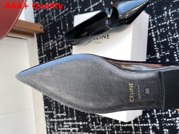 Celine Suzy Pointy Toe Ballerina in Black Patent Calfskin Replica