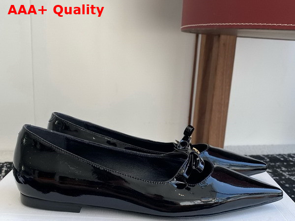 Celine Suzy Pointy Toe Ballerina in Black Patent Calfskin Replica
