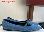 Celine Suzy Pointy Toe Ballerina in Blue Denim Replica