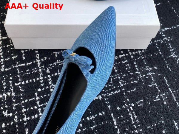 Celine Suzy Pointy Toe Ballerina in Blue Denim Replica