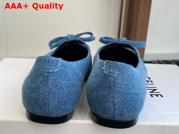 Celine Suzy Pointy Toe Ballerina in Blue Denim Replica