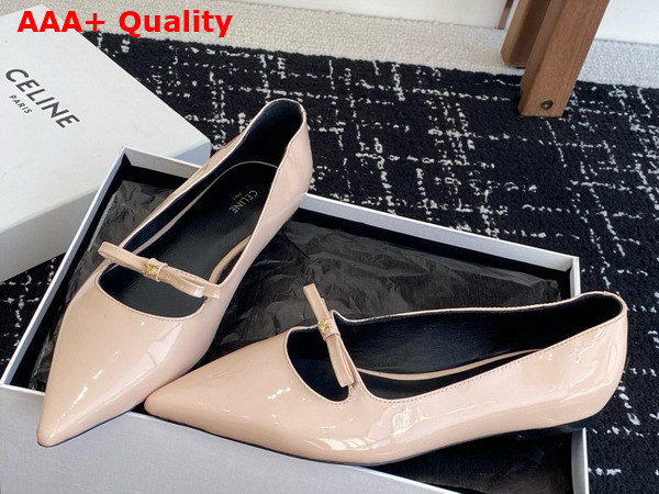 Celine Suzy Pointy Toe Ballerina in Blush Patent Calfskin Replica