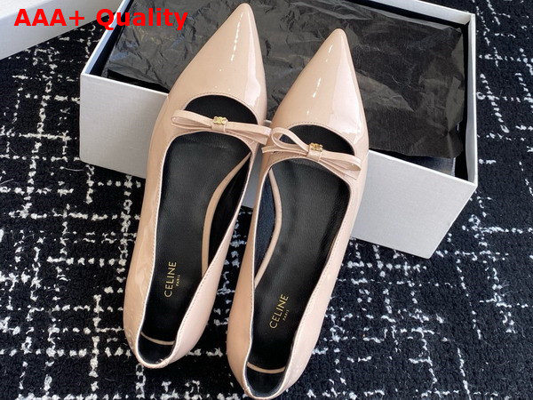 Celine Suzy Pointy Toe Ballerina in Blush Patent Calfskin Replica