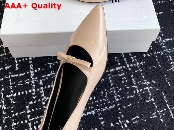 Celine Suzy Pointy Toe Ballerina in Blush Patent Calfskin Replica