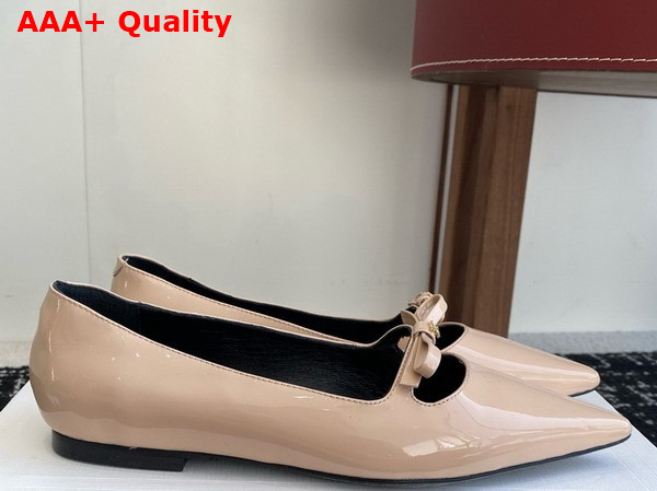 Celine Suzy Pointy Toe Ballerina in Blush Patent Calfskin Replica