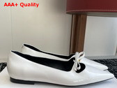 Celine Suzy Pointy Toe Ballerina in White Patent Calfskin Replica