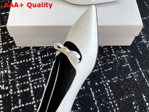 Celine Suzy Pointy Toe Ballerina in White Patent Calfskin Replica