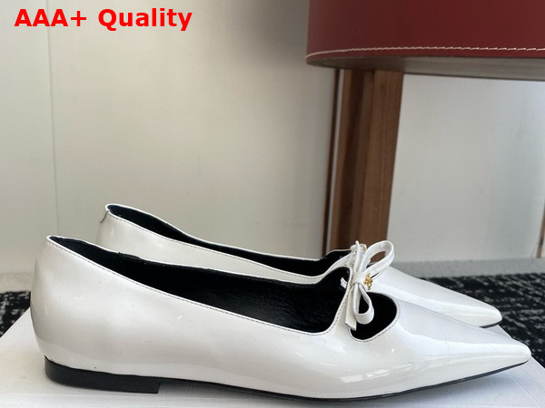 Celine Suzy Pointy Toe Ballerina in White Patent Calfskin Replica