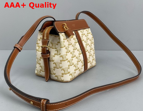 Celine Teen Cabas De France in Triomphe Canvas and Calfskin White Replica