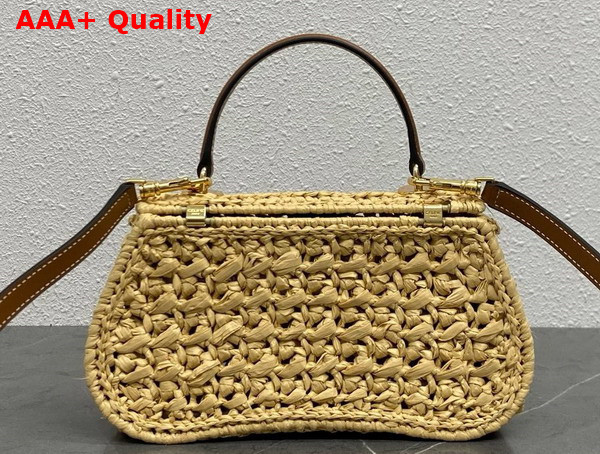 Celine Teen Celine Lola in Raffia Effect Textile Natural and Tan Replica