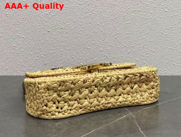 Celine Teen Celine Lola in Raffia Effect Textile Natural and Tan Replica