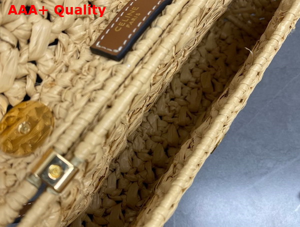 Celine Teen Celine Lola in Raffia Effect Textile Natural and Tan Replica