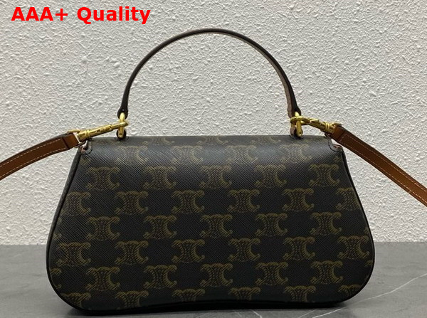 Celine Teen Celine Lola in Triomphe Canvas and Calfskin Tan Replica