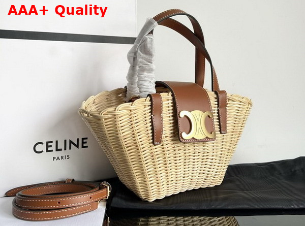 Celine Teen Couffin in Wicker and Natural Calfskin Natural Tan Replica