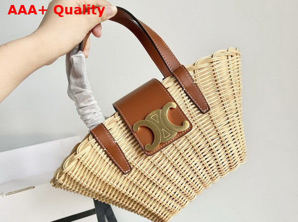 Celine Teen Couffin in Wicker and Natural Calfskin Natural Tan Replica