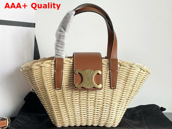 Celine Teen Couffin in Wicker and Natural Calfskin Natural Tan Replica