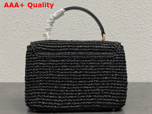 Celine Teen Nino Bag in Black Raffia and Calfskin 118112 Replica