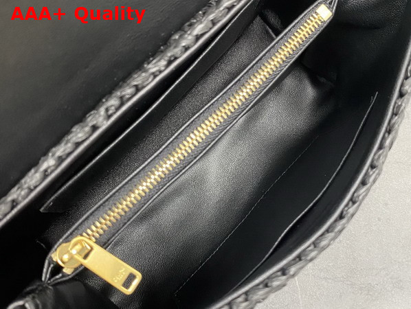 Celine Teen Nino Bag in Black Raffia and Calfskin 118112 Replica
