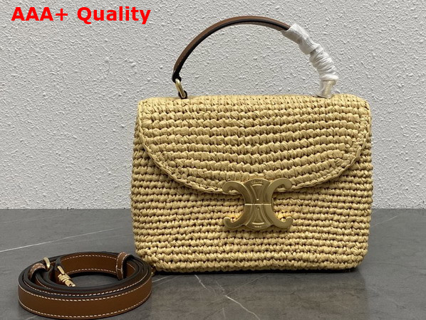 Celine Teen Nino Bag in Raffia and Calfskin Natural and Tan 118112 Replica