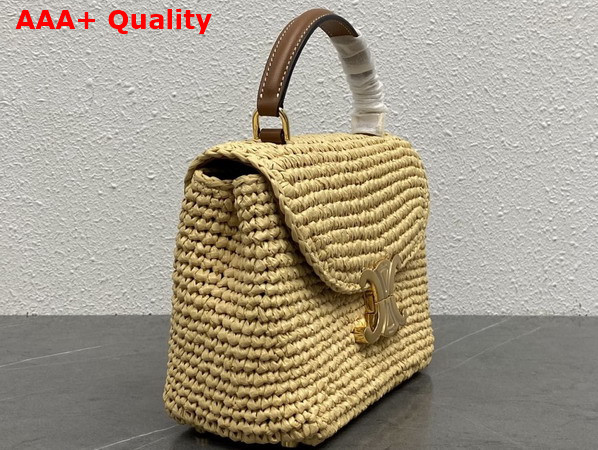 Celine Teen Nino Bag in Raffia and Calfskin Natural and Tan 118112 Replica
