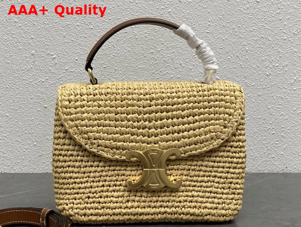 Celine Teen Nino Bag in Raffia and Calfskin Natural and Tan 118112 Replica
