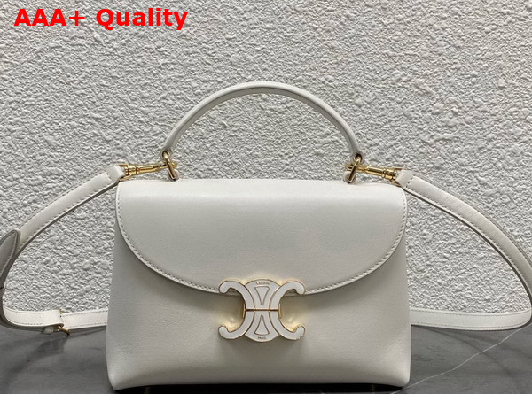 Celine Teen Nino Bag in White Smooth Satinated Calfskin with Enamel Closure Replica
