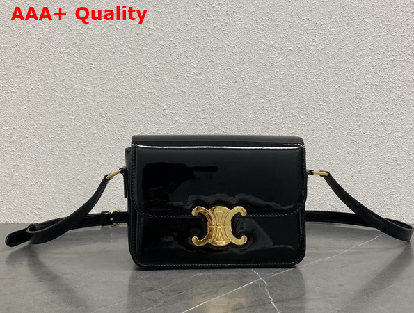 Celine Teen Triomphe Bag in Black Patent Calfskin Replica