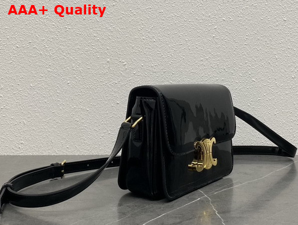 Celine Teen Triomphe Bag in Black Patent Calfskin Replica