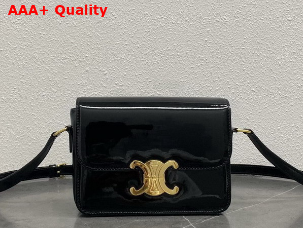 Celine Teen Triomphe Bag in Black Patent Calfskin Replica