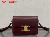 Celine Teen Triomphe Bag in Burgundy Shiny Calfskin Replica
