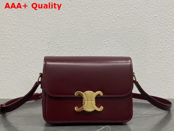 Celine Teen Triomphe Bag in Burgundy Shiny Calfskin Replica