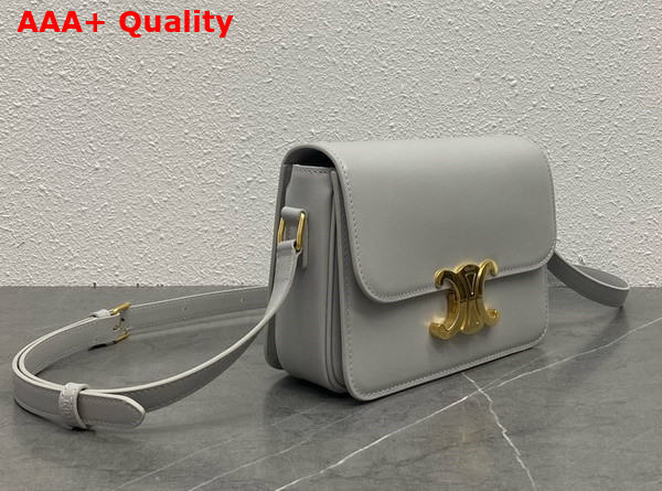 Celine Teen Triomphe Bag in Pearl Grey Shiny Calfskin Replica