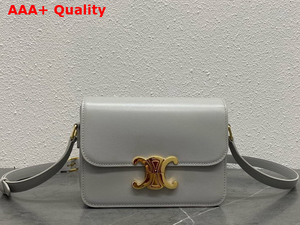 Celine Teen Triomphe Bag in Pearl Grey Shiny Calfskin Replica