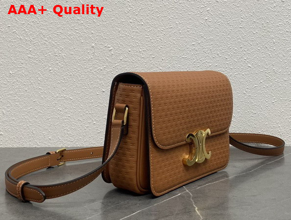 Celine Teen Triomphe Bag in Tan Natural Calfskin with Triomphe Embossed Replica