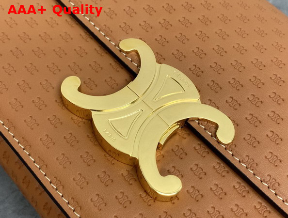 Celine Teen Triomphe Bag in Tan Natural Calfskin with Triomphe Embossed Replica