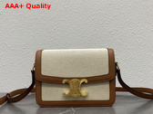 Celine Teen Triomphe Bag in Textile and Calfskin Natural and Tan Replica