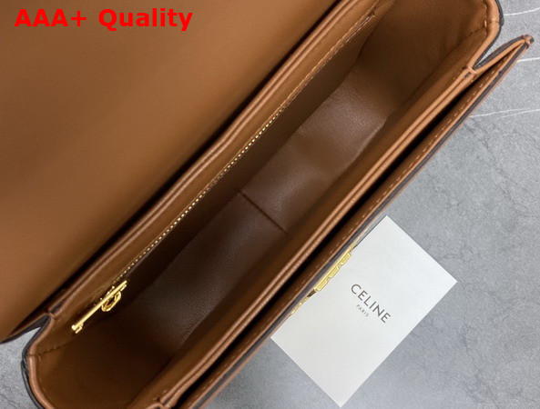 Celine Teen Triomphe Bag in Textile and Calfskin Natural and Tan Replica