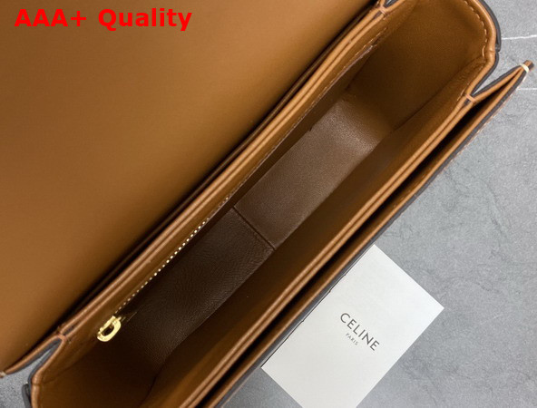 Celine Teen Triomphe Bag in Triomphe Canvas and Calfskin White and Tan Replica