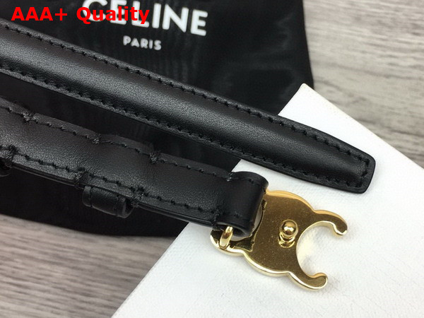 Celine Teen Triomphe Belt in Black Taurillon Leather Replica