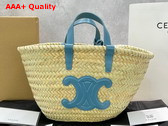 Celine Teen Triomphe Celine Classic Panier in Palm Leaves and Calfskin Denim Replica