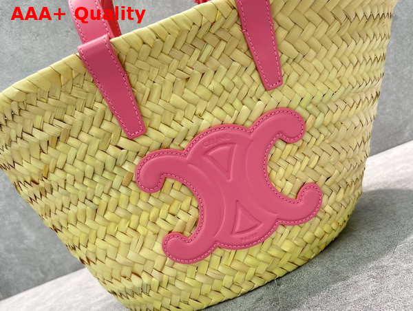 Celine Teen Triomphe Celine Classic Panier in Palm Leaves and Calfskin Flamingo Replica