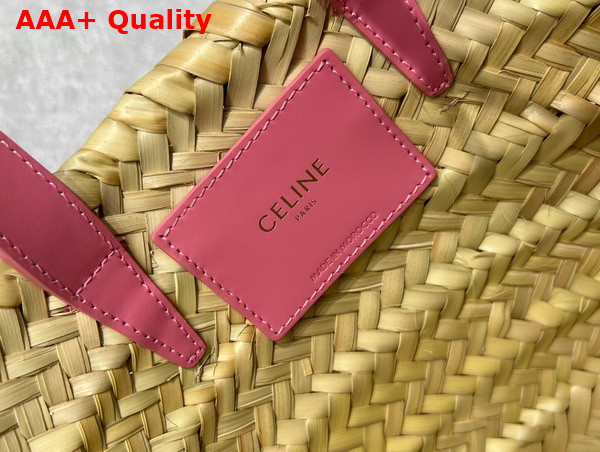 Celine Teen Triomphe Celine Classic Panier in Palm Leaves and Calfskin Flamingo Replica
