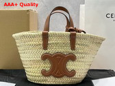 Celine Teen Triomphe Celine Classic Panier in Palm Leaves and Calfskin Tan Replica