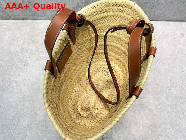 Celine Teen Triomphe Celine Classic Panier in Palm Leaves and Calfskin Tan Replica