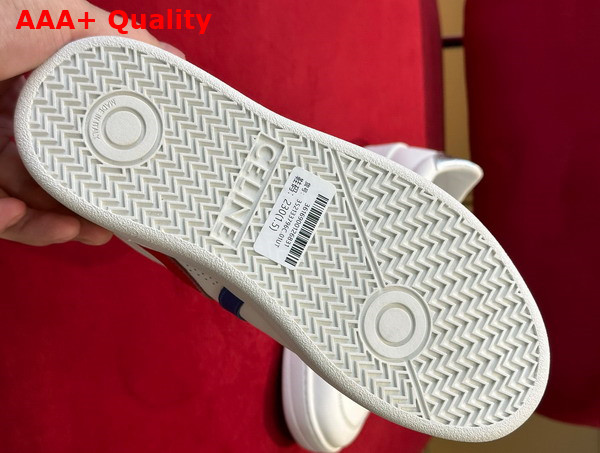 Celine Tennis Sneakers in Calfskin and Laminated Calfskin Optic White Blue Red Replica