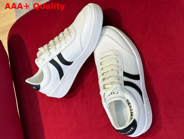 Celine Tennis Sneakers in Mesh and Calfskin Optic White Black Replica