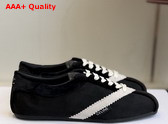 Celine The Flat Sneaker in Gros Grain Velvet Suede Calfskin and Lambskin Black and White Replica