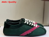 Celine The Flat Sneaker in Gros Grain Velvet Suede Calfskin and Lambskin Dark Green and Purple Replica