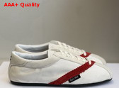 Celine The Flat Sneaker in Gros Grain Velvet Suede Calfskin and Lambskin White and Red Replica